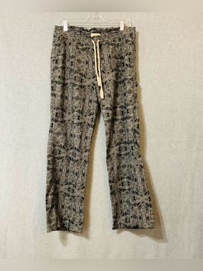 Kiss & Cry Boho Print Drawstring Lounge Pants - Black & CreamSz XL